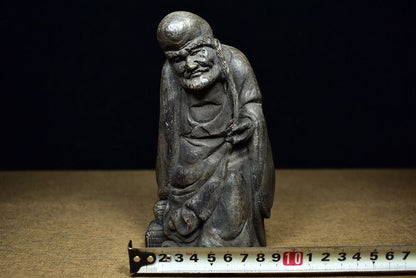 agar wood Arhat with Long Eyebrow statue Wooden Carving Sculpture Decor wood