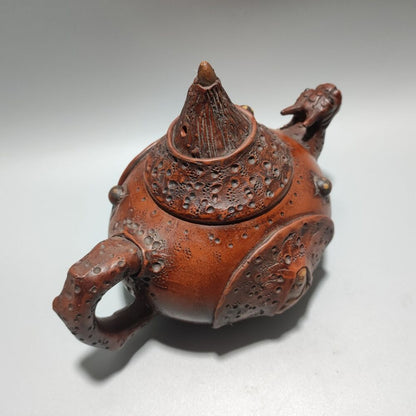 Vintage Chinese Yixing Purple Clay Teapot Zisha Ceremony Carving Collectible Art