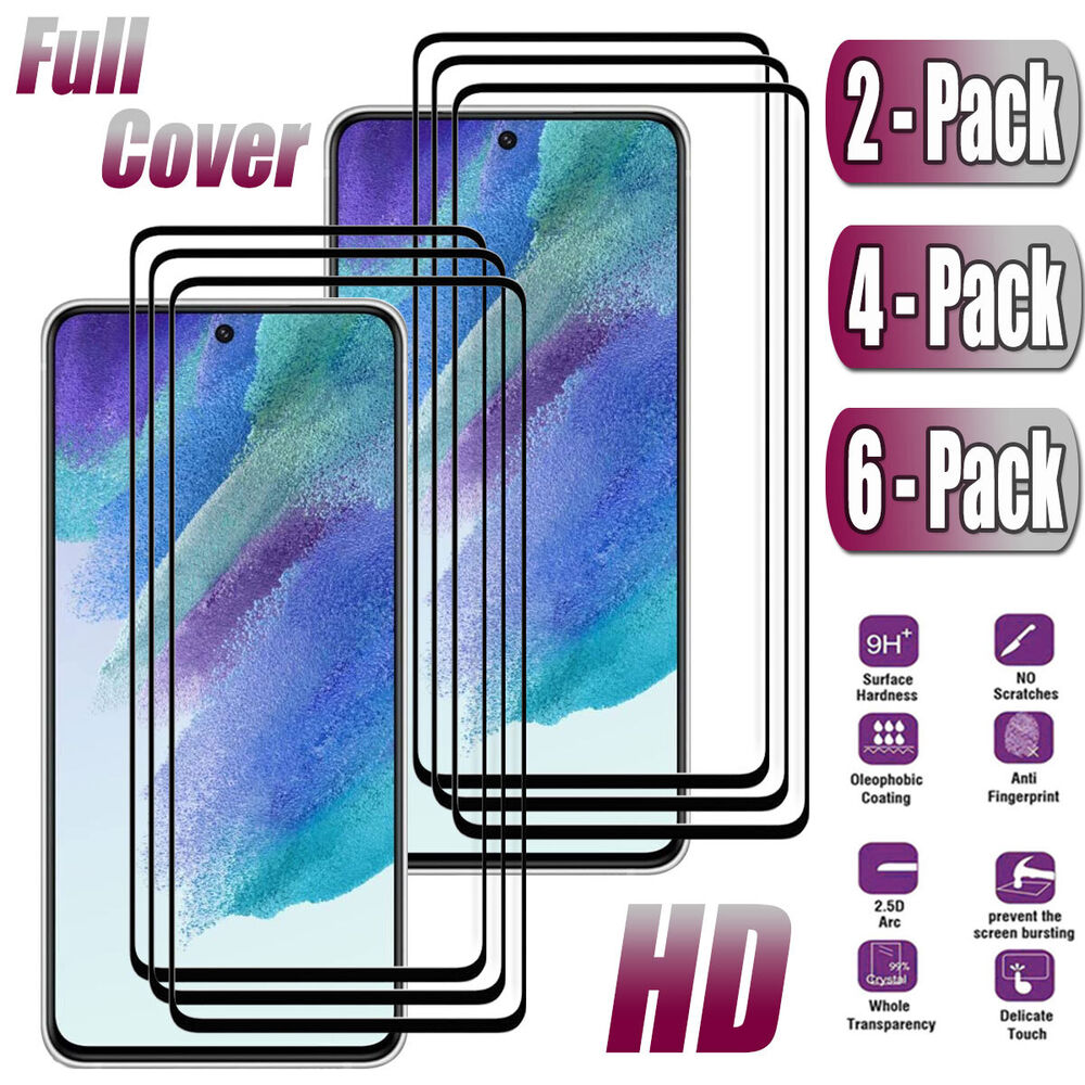 For Samsung Galaxy S21 FE 5G Glossy Full Cover Tempered Glass Screen Protector