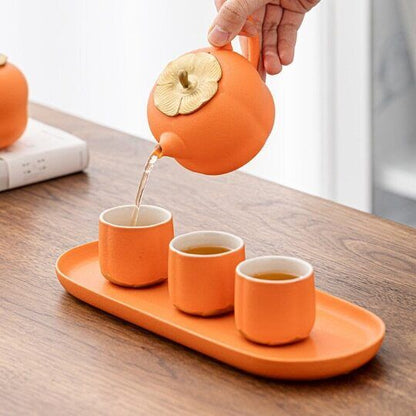 Persimmon Ceramic Teapots Personalization Gongfu Tea Pot 175ml