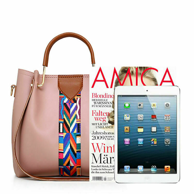 4PC Women PU Leather Handbag Shoulder Bag Crossbody Satchel Messenger Purse Tote