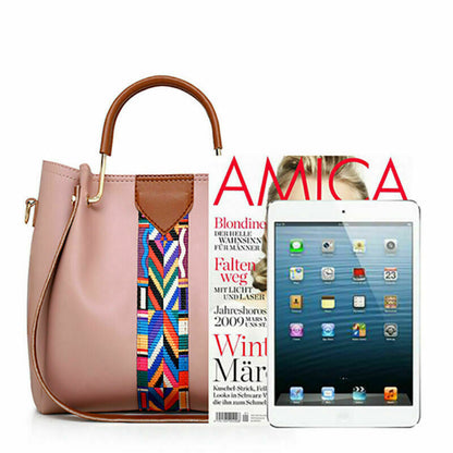 4PC Women PU Leather Handbag Shoulder Bag Crossbody Satchel Messenger Purse Tote