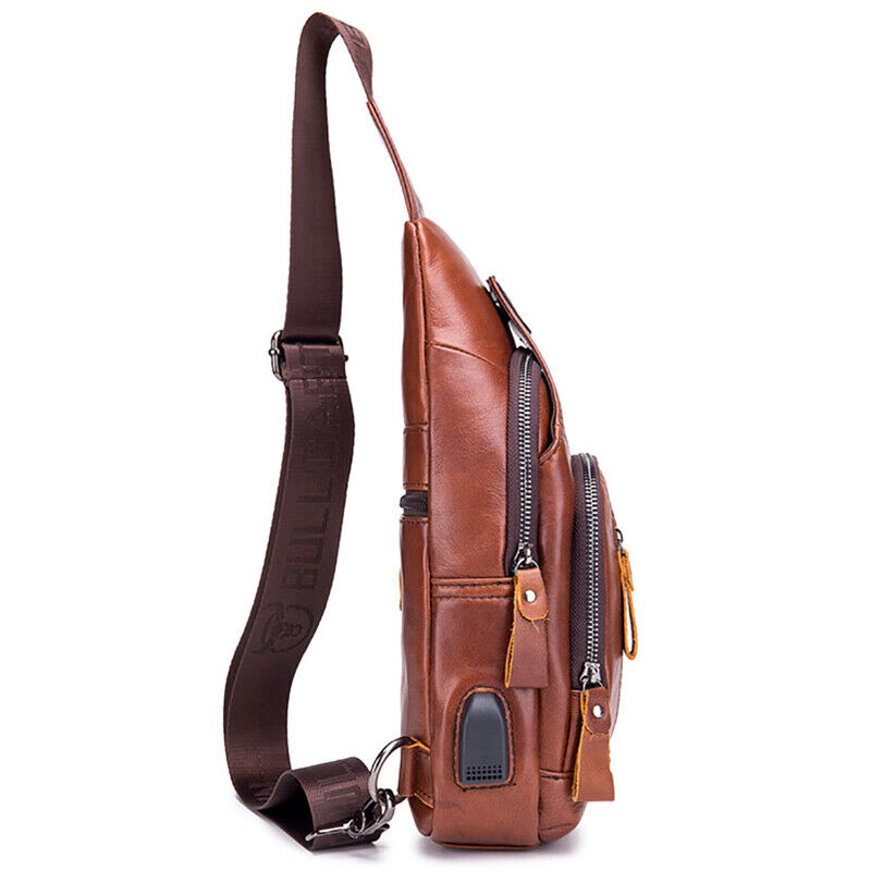 Men's Sling Backpack,100% Genuine Leather Chest bag Crossbody Bag Shoulder Bag