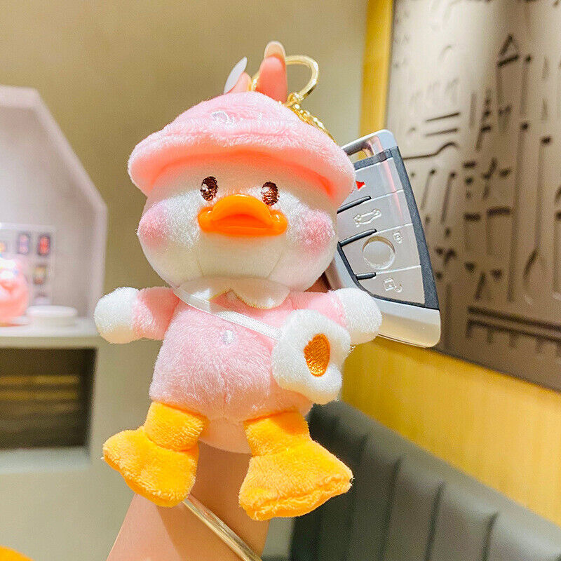 Cute Plush School Duck Soft Stuffed Toy Key Chain Cartoon Doll Keyring Bag Charm