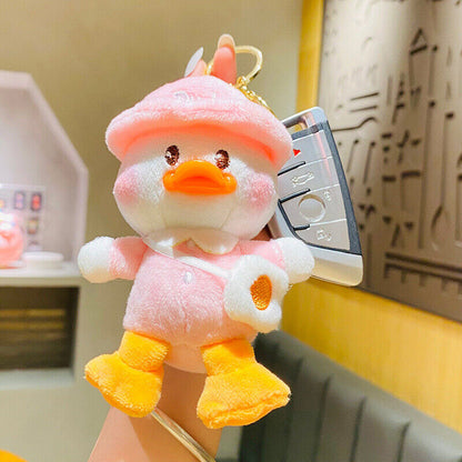 Cute Plush School Duck Soft Stuffed Toy Key Chain Cartoon Doll Keyring Bag Charm