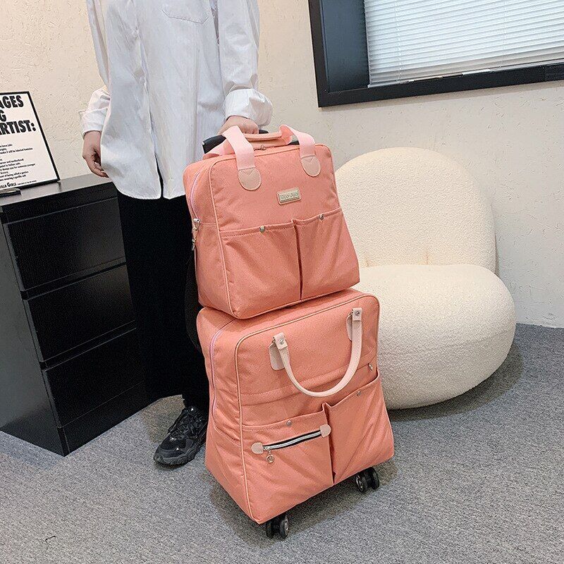 2PCS/SET Wheeled Bag Women Travel Backpack Girl Wheels Trolley Bags Suitcase Bag
