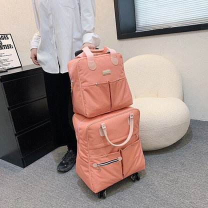 2PCS/SET Wheeled Bag Women Travel Backpack Girl Wheels Trolley Bags Suitcase Bag