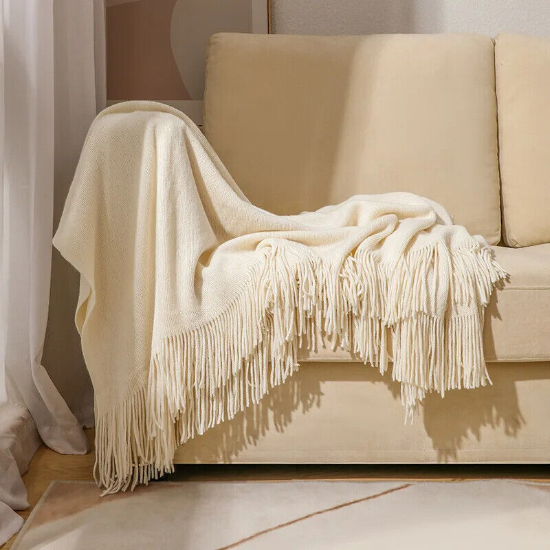 Sofa Knitted Blanket Cotton Thread Nordic Solid Color Protective Cover Bedspread
