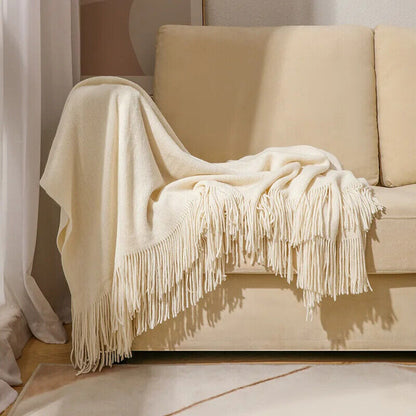 Sofa Knitted Blanket Cotton Thread Nordic Solid Color Protective Cover Bedspread