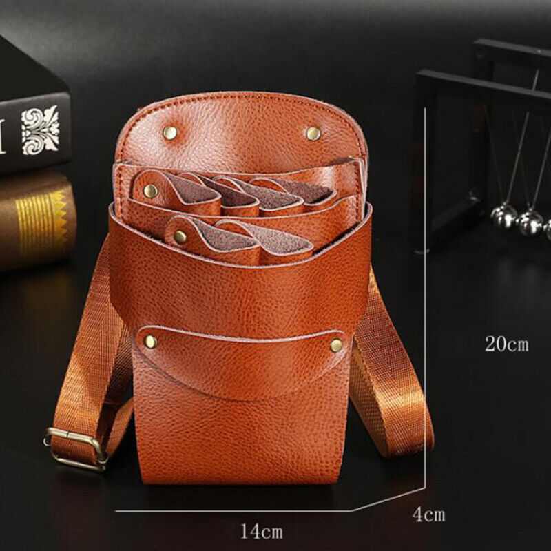 Genuine Leather Hairdressing Scissors Storage Bag Crossbody Shears Holder