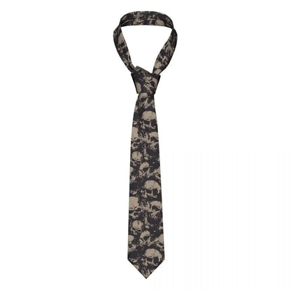 Men Necktie Polyester Grunge Pattern Skull Rock Fashion Classic Wear Tie 145x8cm
