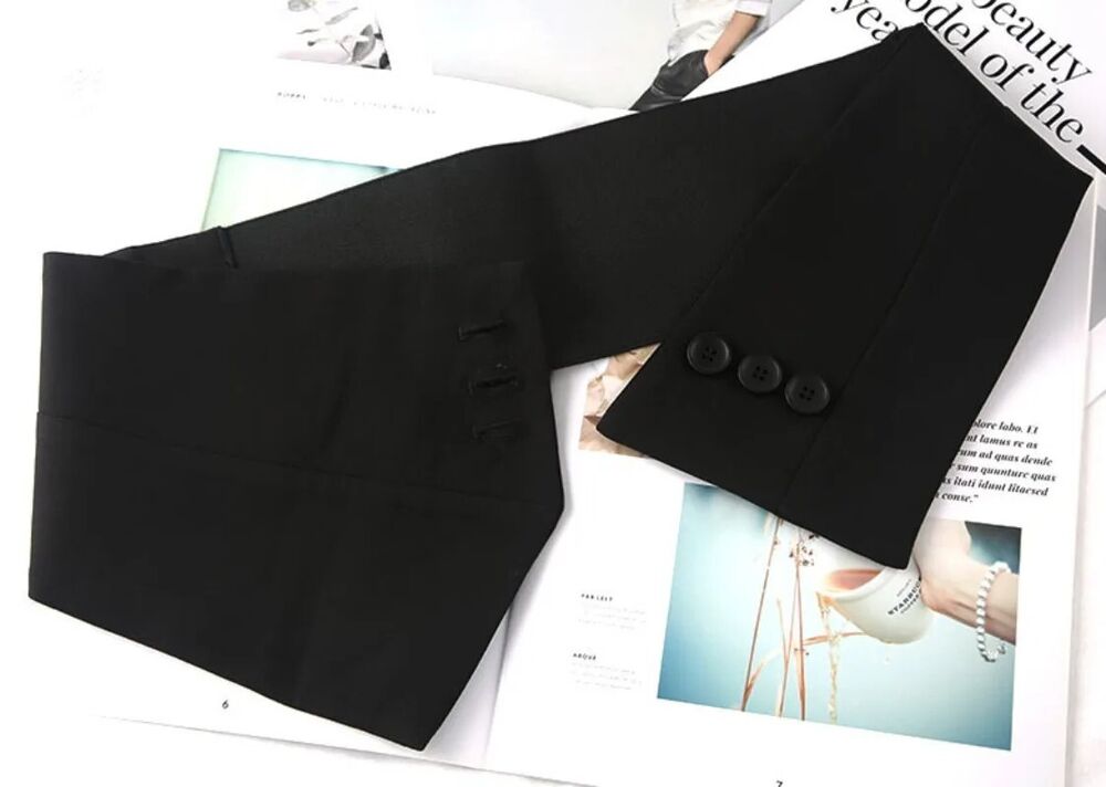 Women Belts Fabric Elastic Embellished Skirt Outer Wear Button Connect Waistband