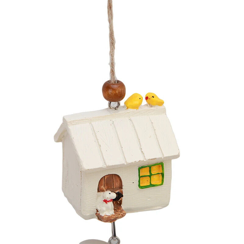 Home Garden Ornaments Resin Metal Bird House Cage Wind Chimes Baby Children Gift