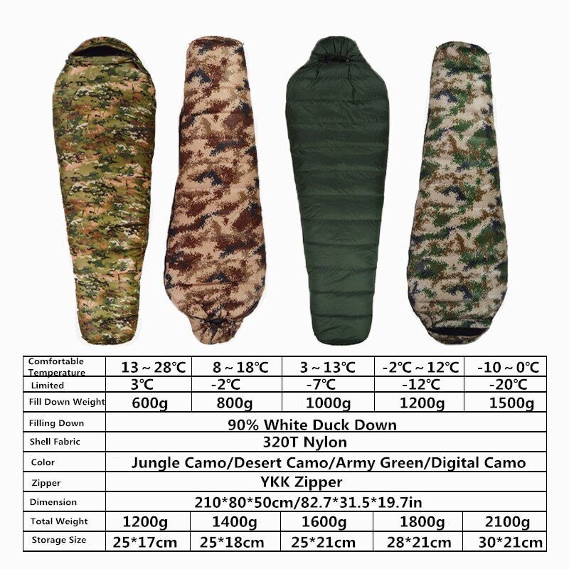 90% Duck Down Sleeping Bag Camping Sleeping Bag Outdoor Travel Hiking