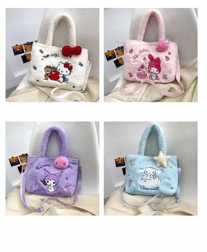 Hello Kitty Kuromi Melody Plush Handbag Crossbody Bag Girls' Plush Shoulder Bag