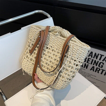 Tote Straw Summer Bag Beach Handbag Woven Women Rattan Shoulder Purse Wicker