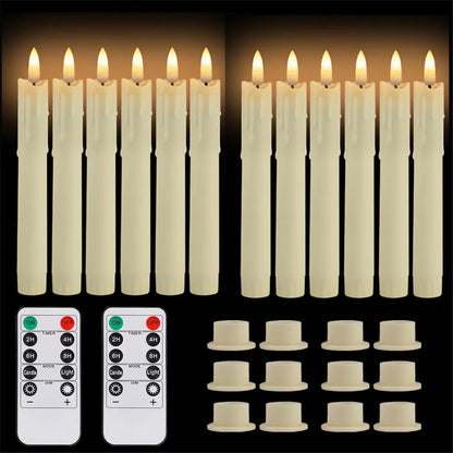 6/12/24PCs Flameless Flickering Taper Candles with Remote Battery Operated