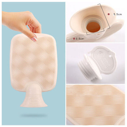 2L Large Hot Water Bottle Bag w/ Soft Warm Plush Cover Furry Hot Water Bag Pouch