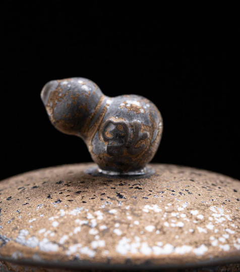Coarse Pottery Tea Mug Ceramic Tea Cup with Gourd Lid
