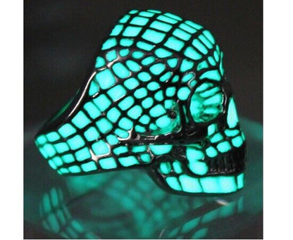 Men Women Glowing Ring Luminous Skull Punk Fashion Trendy Rings Glow In The Dark