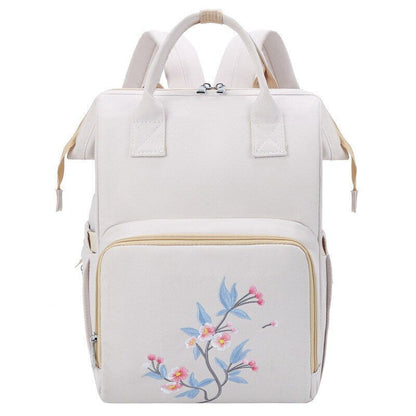 Big Women Bag Waterproof Baby Care Backpack Flower Embroidery Outdoor Traveling