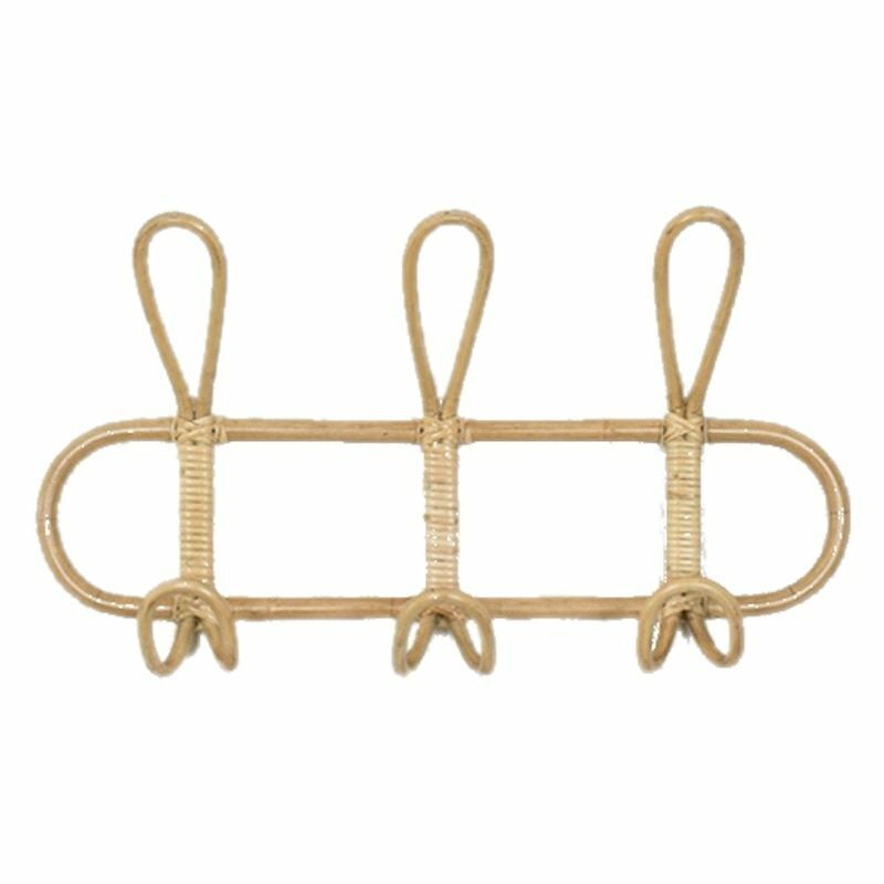 40x20cm Rattan Wall Hooks Kids Garments Organizer Rack Clothes Hat Hanging Decor