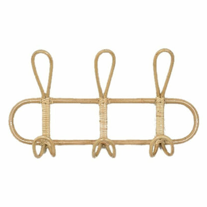 40x20cm Rattan Wall Hooks Kids Garments Organizer Rack Clothes Hat Hanging Decor