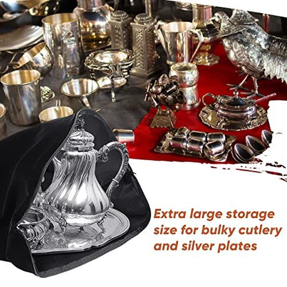 LEIFIDE Silver Storage Bags Oversized 24" x 30" Black Zipper Anti Tarnish...