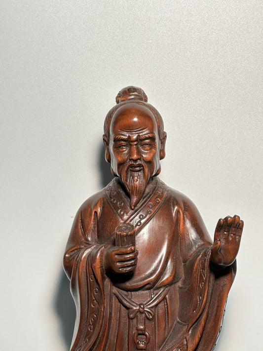 Vintage Chinese Boxwood Carved Figure Statue Wooden Figurines Decoration Artwork