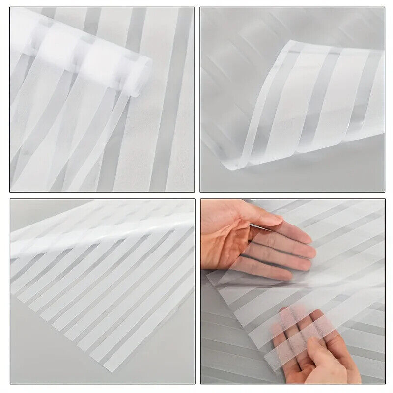 Glass Window Film PVC Frosted Privacy Stripe Self-Adhesive DIY Door Static Cling