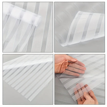 Glass Window Film PVC Frosted Privacy Stripe Self-Adhesive DIY Door Static Cling