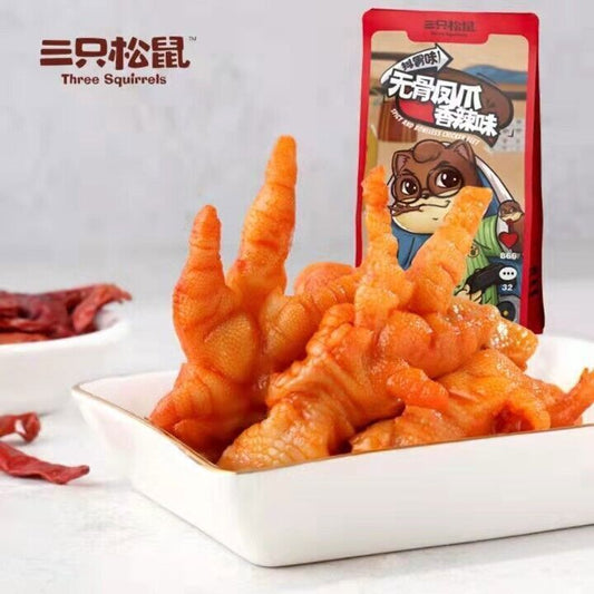 香辣味 三只松鼠无骨凤爪 Three Squirrels Spicy Boneless Chicken Feet Snack