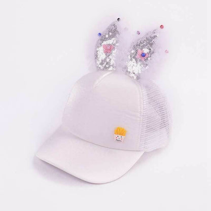 Baby Hats Spring Summer Girl Baseball Caps Glitter Rabbit Ear Pearl Sun Children
