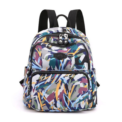 Small Backpacks Waterproof Flower Printing Shoulder School Bags Nylon Rucksack