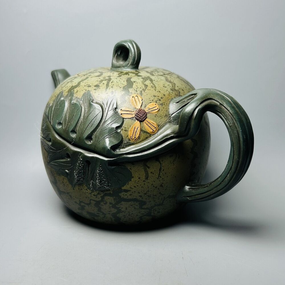 Vintage Chinese Yixing Purple Clay Teapot Zisha Ceramic Watermelon Teaware Large