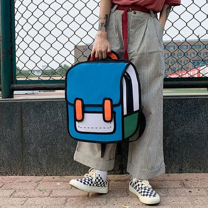 Women Backpack Cartoon School Bag Comic Bookbag Teenager Girls