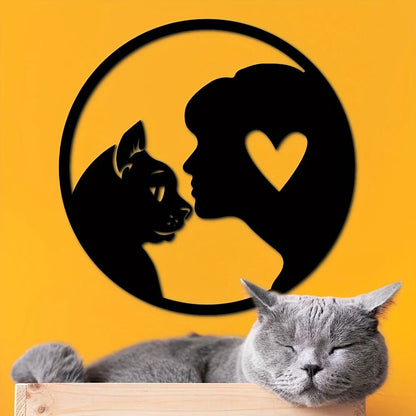 Metal Cat Lover Wall Decor, People And Cats Hanging Decor, Decorative Hangings