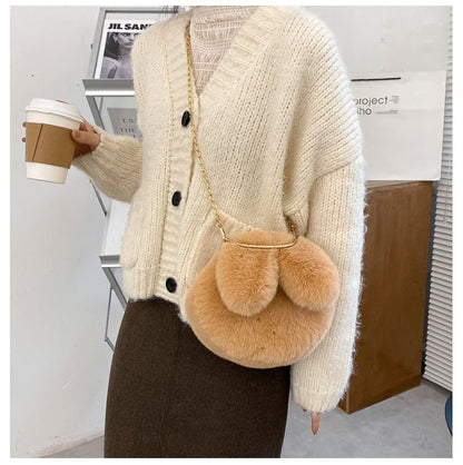 Clip Shoulder Bag Faux Clutch Purse Handbag Soft Plush Messenger Bags 20*18*8 CM