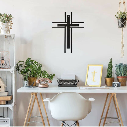Metal Wall Cross Stickers Modern Design Wall Art Home Stickers for Living Room