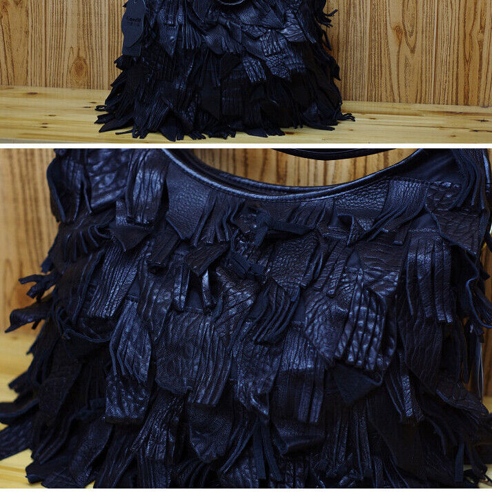 Designer Women's Genuine Leather Multi-color Handbag, Tassel Tote Shoulder Bags