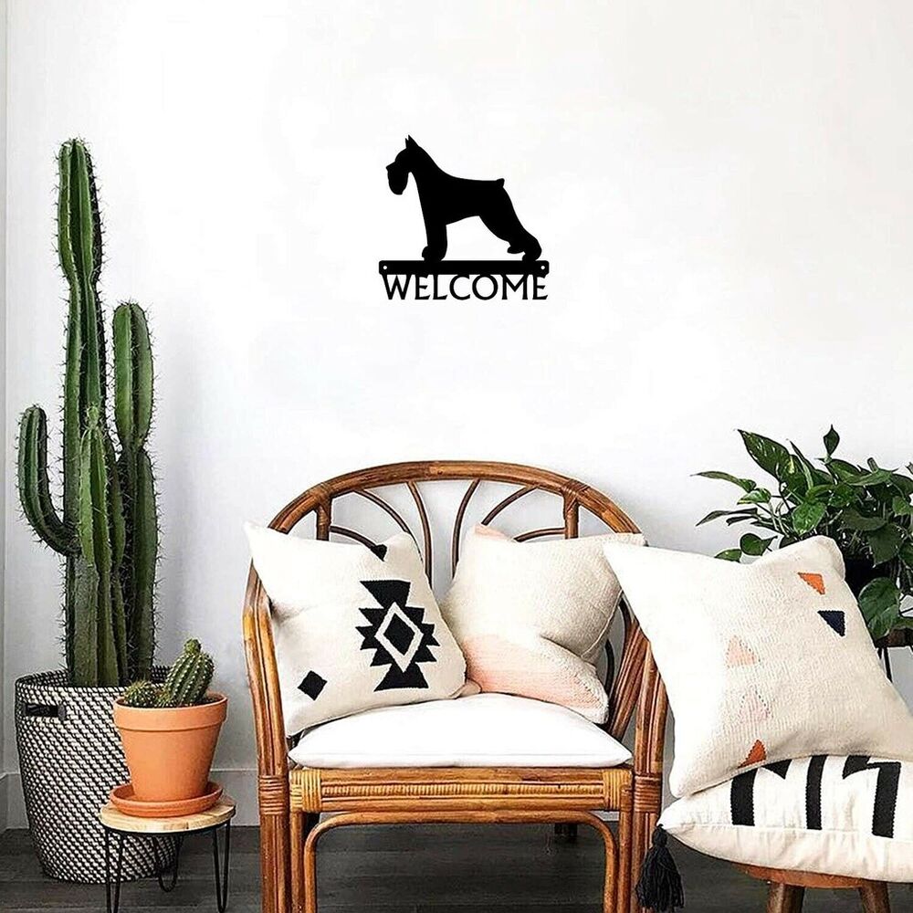 Welcome Sign Metal Wall Stickers Shape Decoration Artwork- Miniature Schnauzer