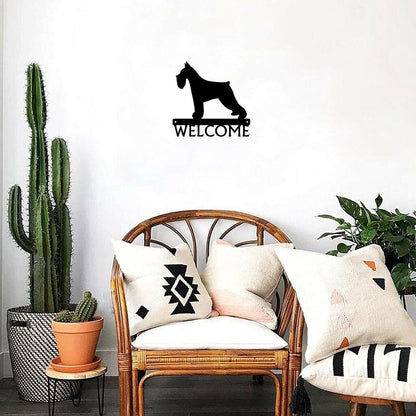 Welcome Sign Metal Wall Stickers Shape Decoration Artwork- Miniature Schnauzer