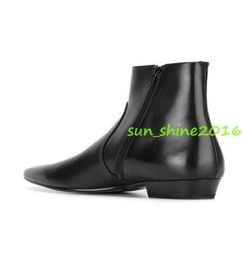 Men's Leather Pointed Toe Chelsea Oxford Ankle Boots High Top Shoes Dress Formal