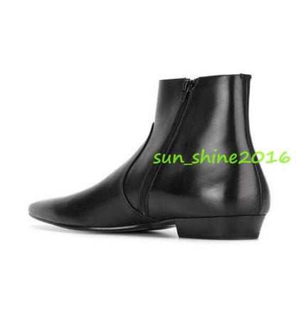 Men's Leather Pointed Toe Chelsea Oxford Ankle Boots High Top Shoes Dress Formal