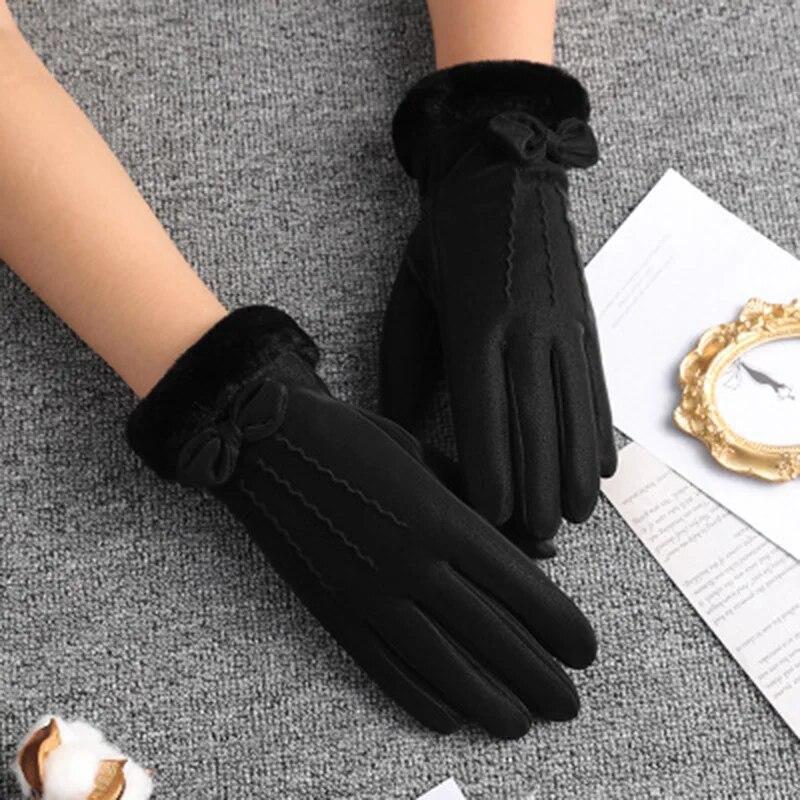 New Womens Cycling Cashmere Sheepskin Winter Warm Blue Short Gloves Nine Colors