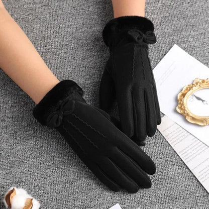 New Womens Cycling Cashmere Sheepskin Winter Warm Blue Short Gloves Nine Colors