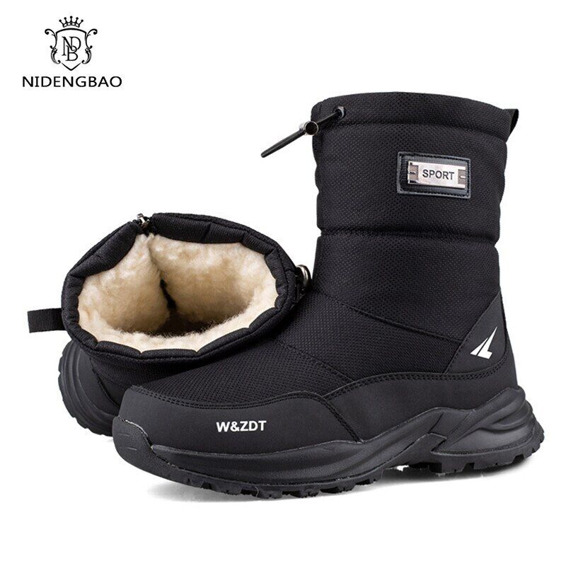 High Boots Man Travel Snow Boots Zipper Non-slip Shoes Men Velvet Shoes Male
