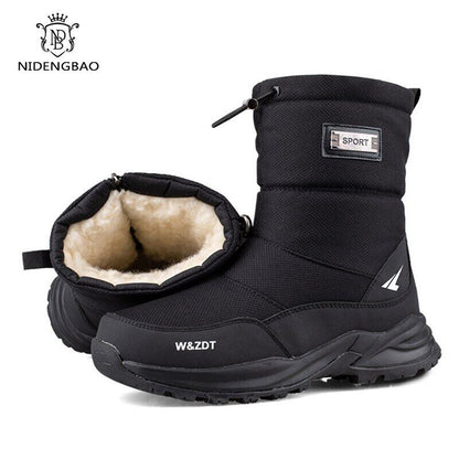 High Boots Man Travel Snow Boots Zipper Non-slip Shoes Men Velvet Shoes Male