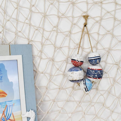 Wood Fishing Float Hanging Ornaments Rustic Beach Wall Decor Decorative Nautical