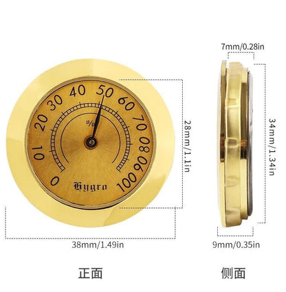 Tobacco Humidor Hygrometer Alloy Smoking Cigars Humidifier Accessories 38x9x28mm